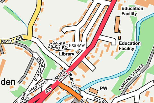 HX6 4AW map - OS OpenMap – Local (Ordnance Survey)