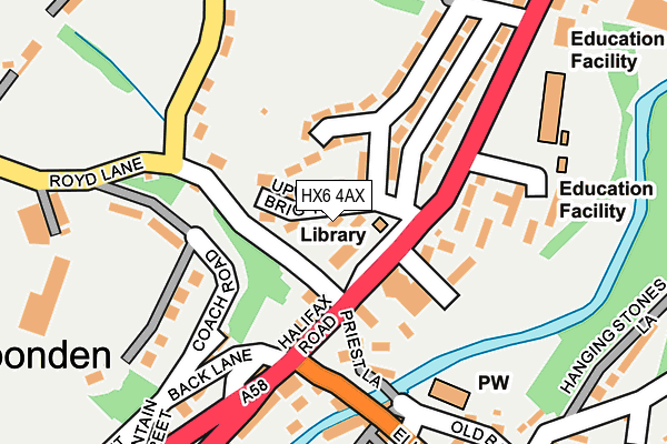 HX6 4AX map - OS OpenMap – Local (Ordnance Survey)