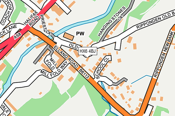 HX6 4BJ map - OS OpenMap – Local (Ordnance Survey)