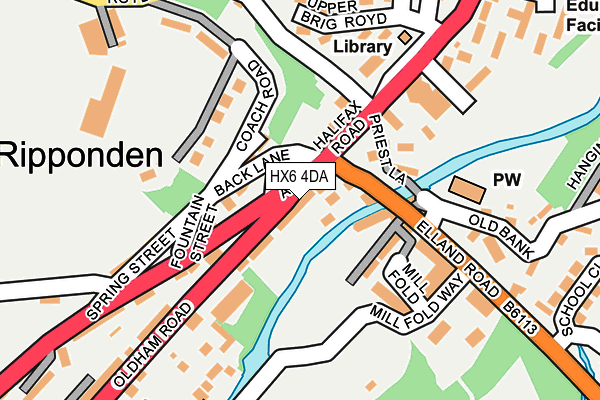 HX6 4DA map - OS OpenMap – Local (Ordnance Survey)