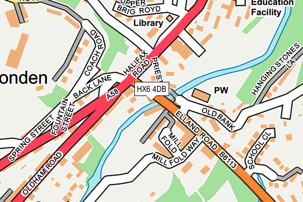 HX6 4DB map - OS OpenMap – Local (Ordnance Survey)