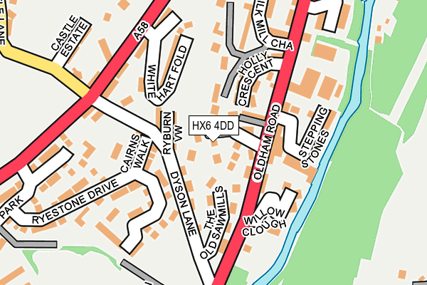 HX6 4DD map - OS OpenMap – Local (Ordnance Survey)