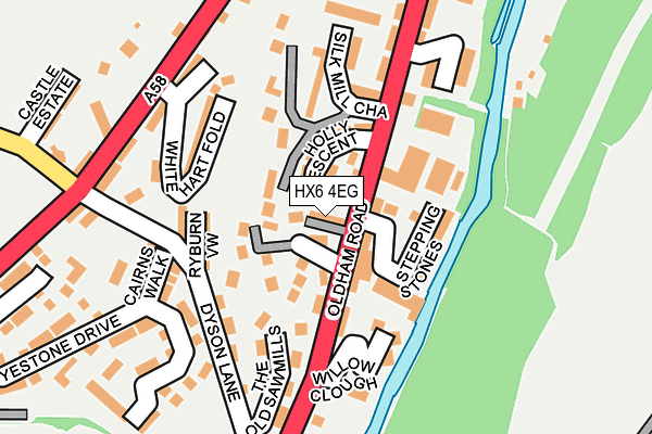 HX6 4EG map - OS OpenMap – Local (Ordnance Survey)