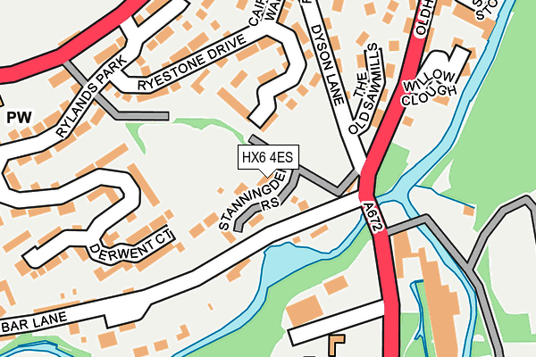HX6 4ES map - OS OpenMap – Local (Ordnance Survey)