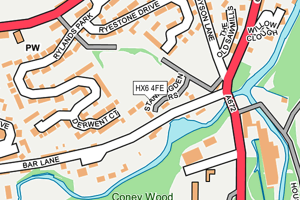 HX6 4FE map - OS OpenMap – Local (Ordnance Survey)
