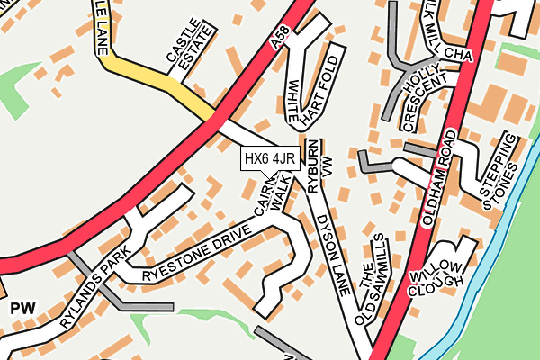 HX6 4JR map - OS OpenMap – Local (Ordnance Survey)