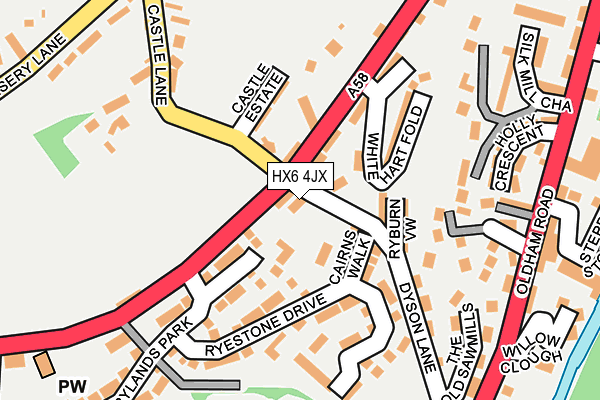 HX6 4JX map - OS OpenMap – Local (Ordnance Survey)