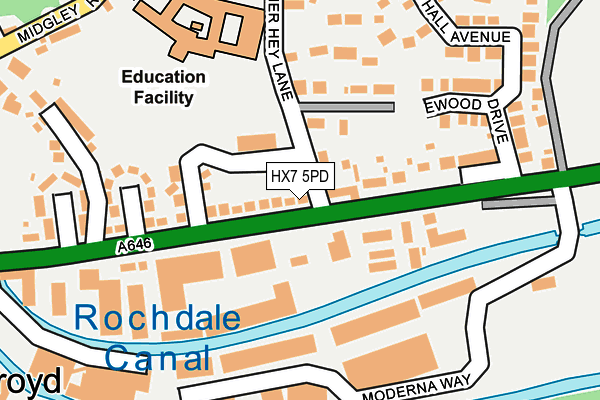 HX7 5PD map - OS OpenMap – Local (Ordnance Survey)