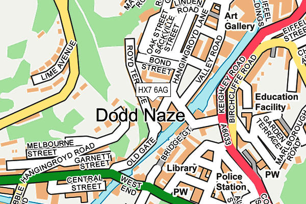 HX7 6AG map - OS OpenMap – Local (Ordnance Survey)