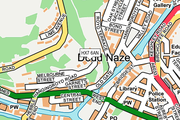 HX7 6AN map - OS OpenMap – Local (Ordnance Survey)