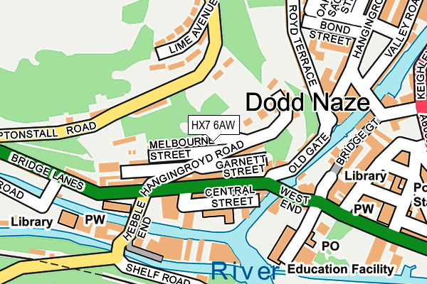 HX7 6AW map - OS OpenMap – Local (Ordnance Survey)