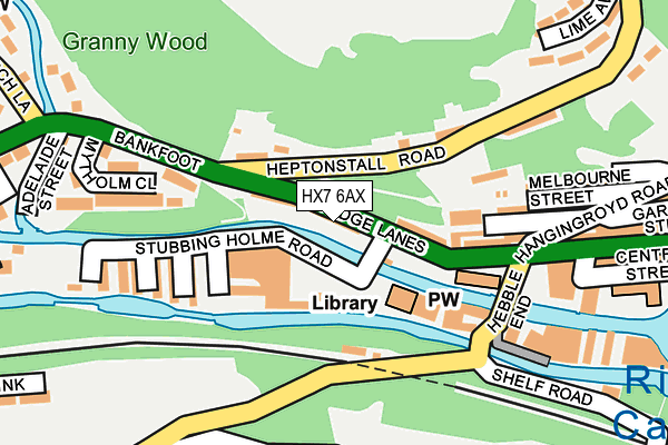 HX7 6AX map - OS OpenMap – Local (Ordnance Survey)