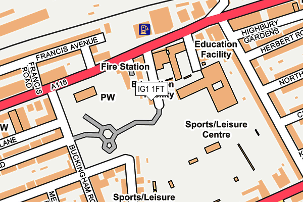 IG1 1FT map - OS OpenMap – Local (Ordnance Survey)