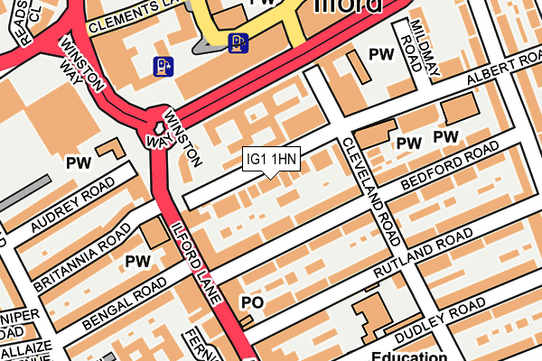 IG1 1HN map - OS OpenMap – Local (Ordnance Survey)