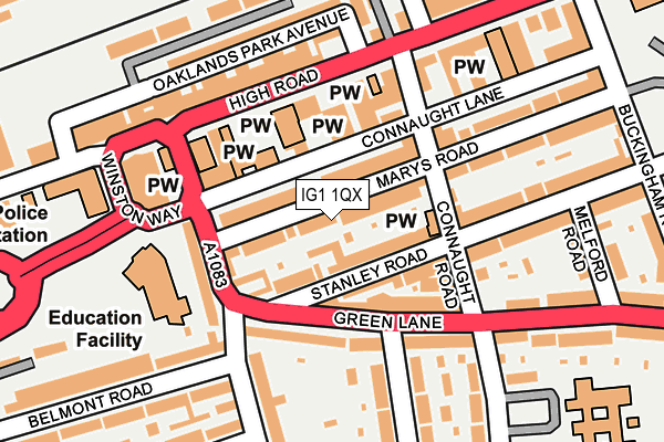 IG1 1QX map - OS OpenMap – Local (Ordnance Survey)