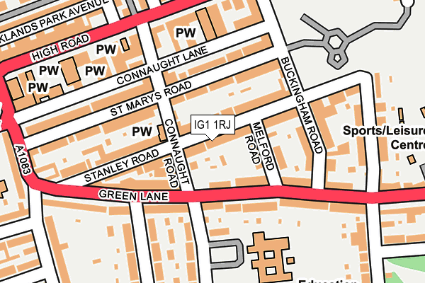 IG1 1RJ map - OS OpenMap – Local (Ordnance Survey)