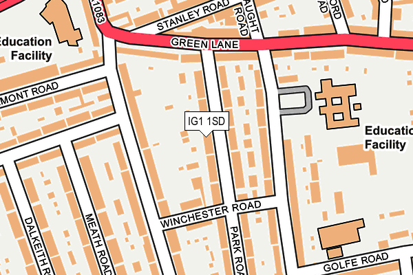 IG1 1SD map - OS OpenMap – Local (Ordnance Survey)