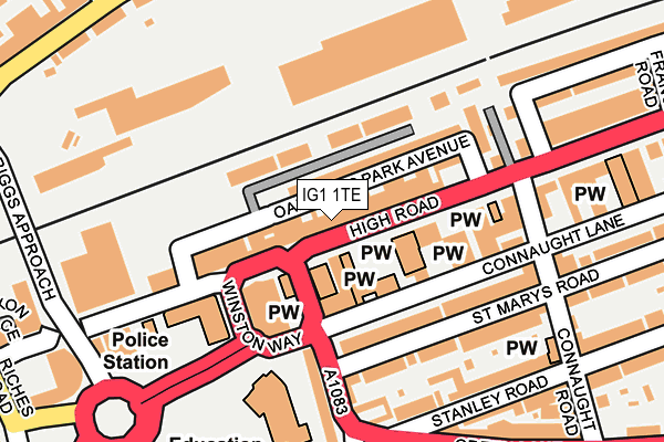 IG1 1TE map - OS OpenMap – Local (Ordnance Survey)