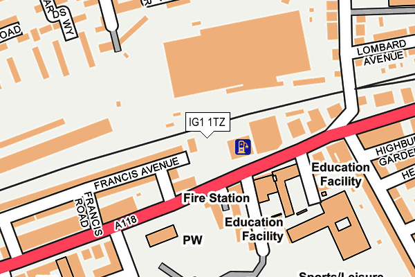 IG1 1TZ map - OS OpenMap – Local (Ordnance Survey)