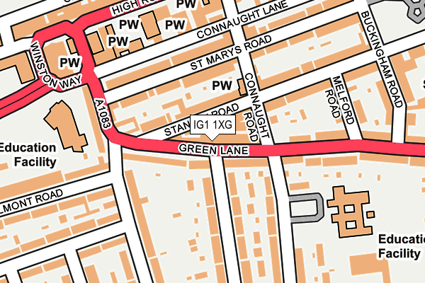 IG1 1XG map - OS OpenMap – Local (Ordnance Survey)