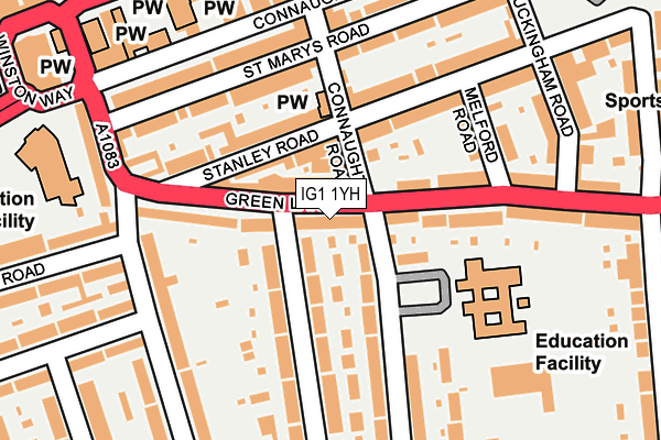 IG1 1YH map - OS OpenMap – Local (Ordnance Survey)