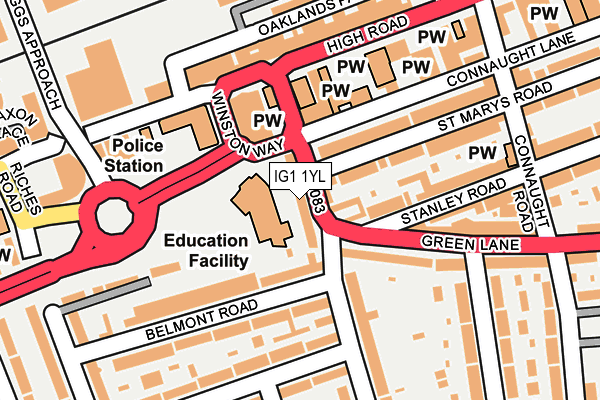 IG1 1YL map - OS OpenMap – Local (Ordnance Survey)