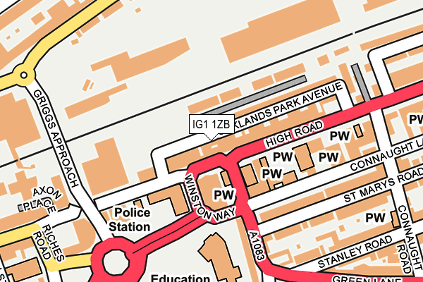 IG1 1ZB map - OS OpenMap – Local (Ordnance Survey)