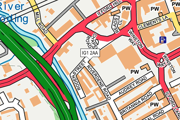 IG1 2AA map - OS OpenMap – Local (Ordnance Survey)