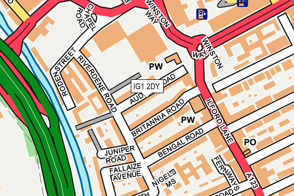 IG1 2DY map - OS OpenMap – Local (Ordnance Survey)