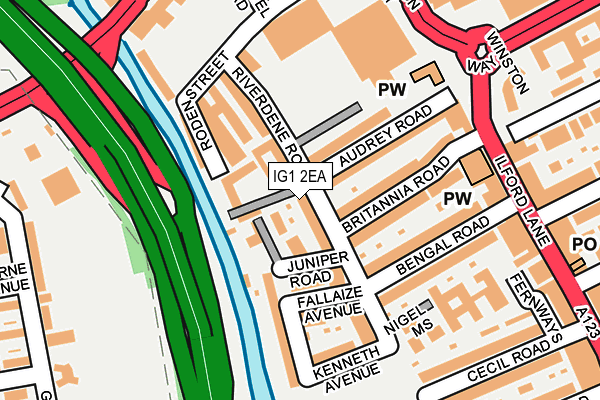 IG1 2EA map - OS OpenMap – Local (Ordnance Survey)