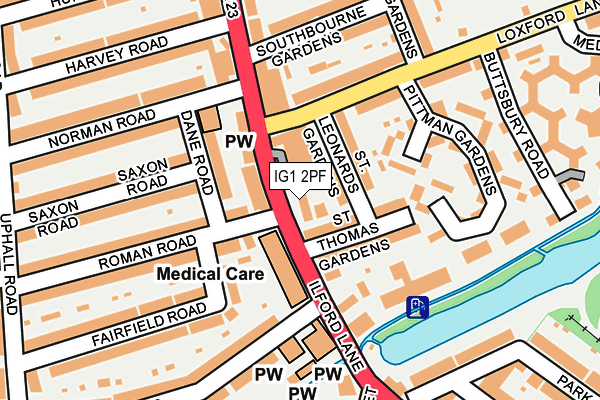 IG1 2PF map - OS OpenMap – Local (Ordnance Survey)