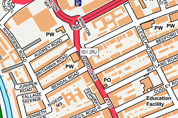 IG1 2RJ map - OS OpenMap – Local (Ordnance Survey)