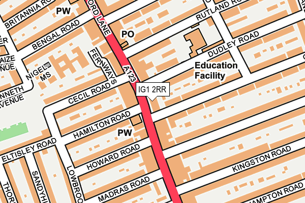 IG1 2RR map - OS OpenMap – Local (Ordnance Survey)