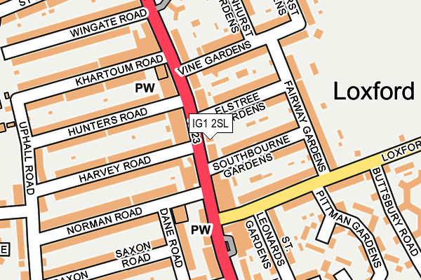 IG1 2SL map - OS OpenMap – Local (Ordnance Survey)