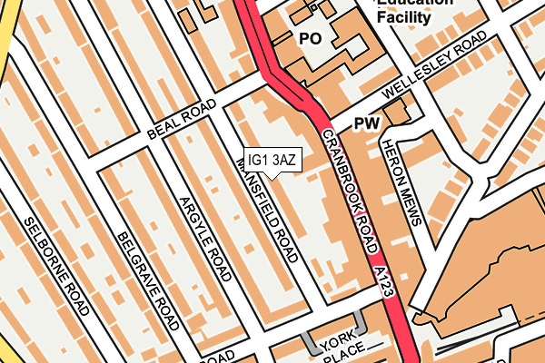 IG1 3AZ map - OS OpenMap – Local (Ordnance Survey)
