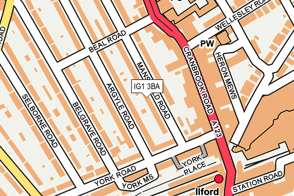 IG1 3BA map - OS OpenMap – Local (Ordnance Survey)