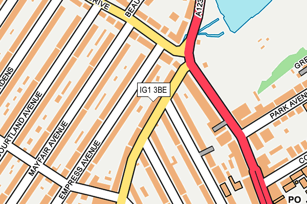 IG1 3BE map - OS OpenMap – Local (Ordnance Survey)