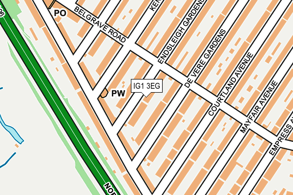 IG1 3EG map - OS OpenMap – Local (Ordnance Survey)
