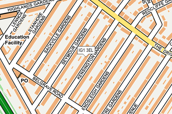 IG1 3EL map - OS OpenMap – Local (Ordnance Survey)