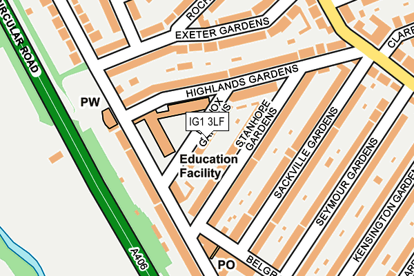IG1 3LF map - OS OpenMap – Local (Ordnance Survey)