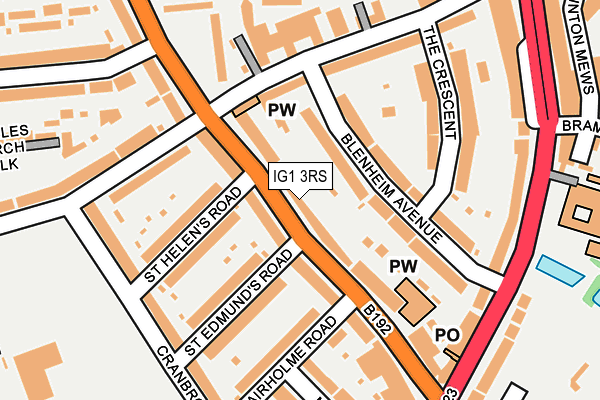 IG1 3RS map - OS OpenMap – Local (Ordnance Survey)