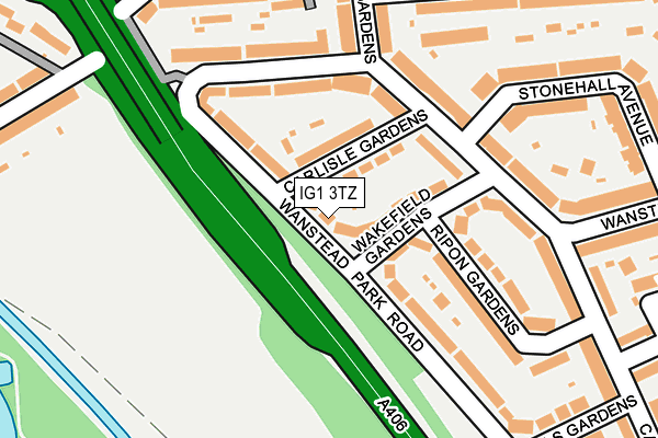 IG1 3TZ map - OS OpenMap – Local (Ordnance Survey)