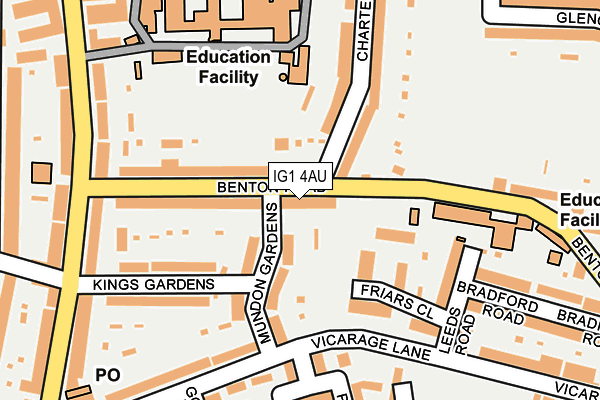 IG1 4AU map - OS OpenMap – Local (Ordnance Survey)