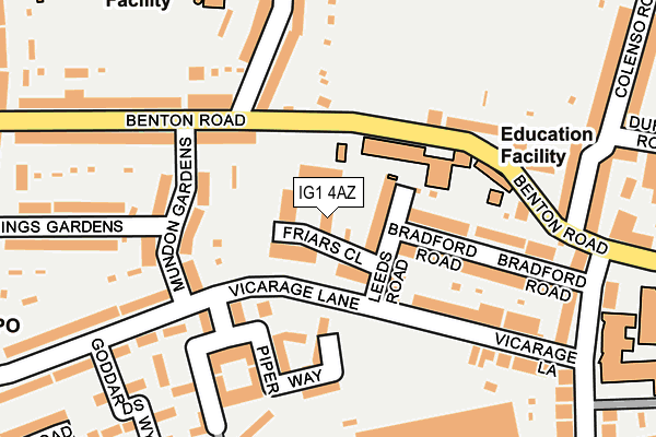 IG1 4AZ map - OS OpenMap – Local (Ordnance Survey)