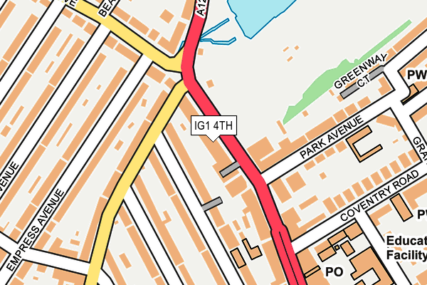 IG1 4TH map - OS OpenMap – Local (Ordnance Survey)
