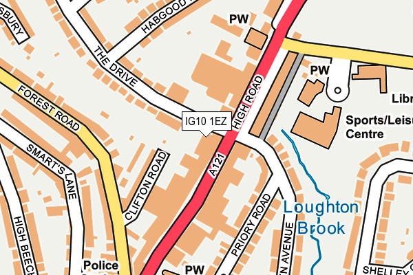 IG10 1EZ map - OS OpenMap – Local (Ordnance Survey)