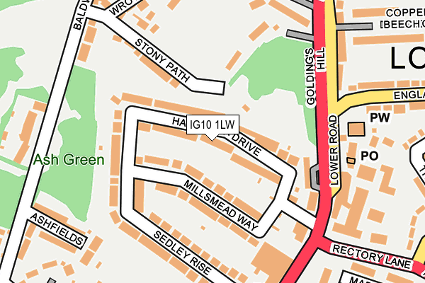 IG10 1LW map - OS OpenMap – Local (Ordnance Survey)