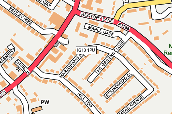IG10 1PU map - OS OpenMap – Local (Ordnance Survey)