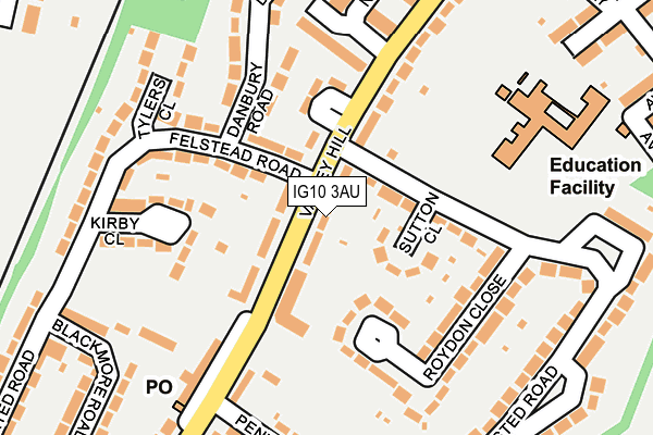 IG10 3AU map - OS OpenMap – Local (Ordnance Survey)