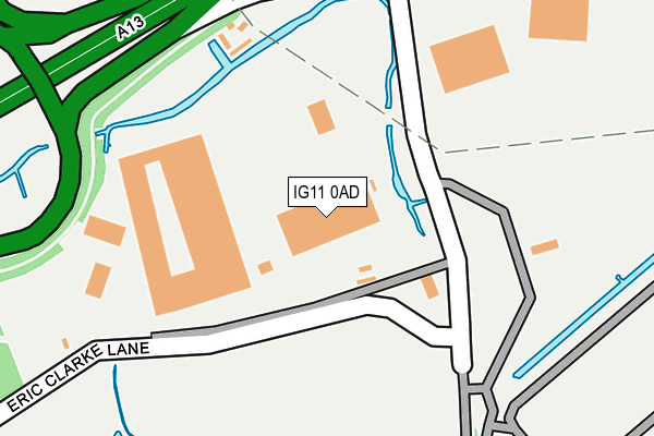 IG11 0AD map - OS OpenMap – Local (Ordnance Survey)